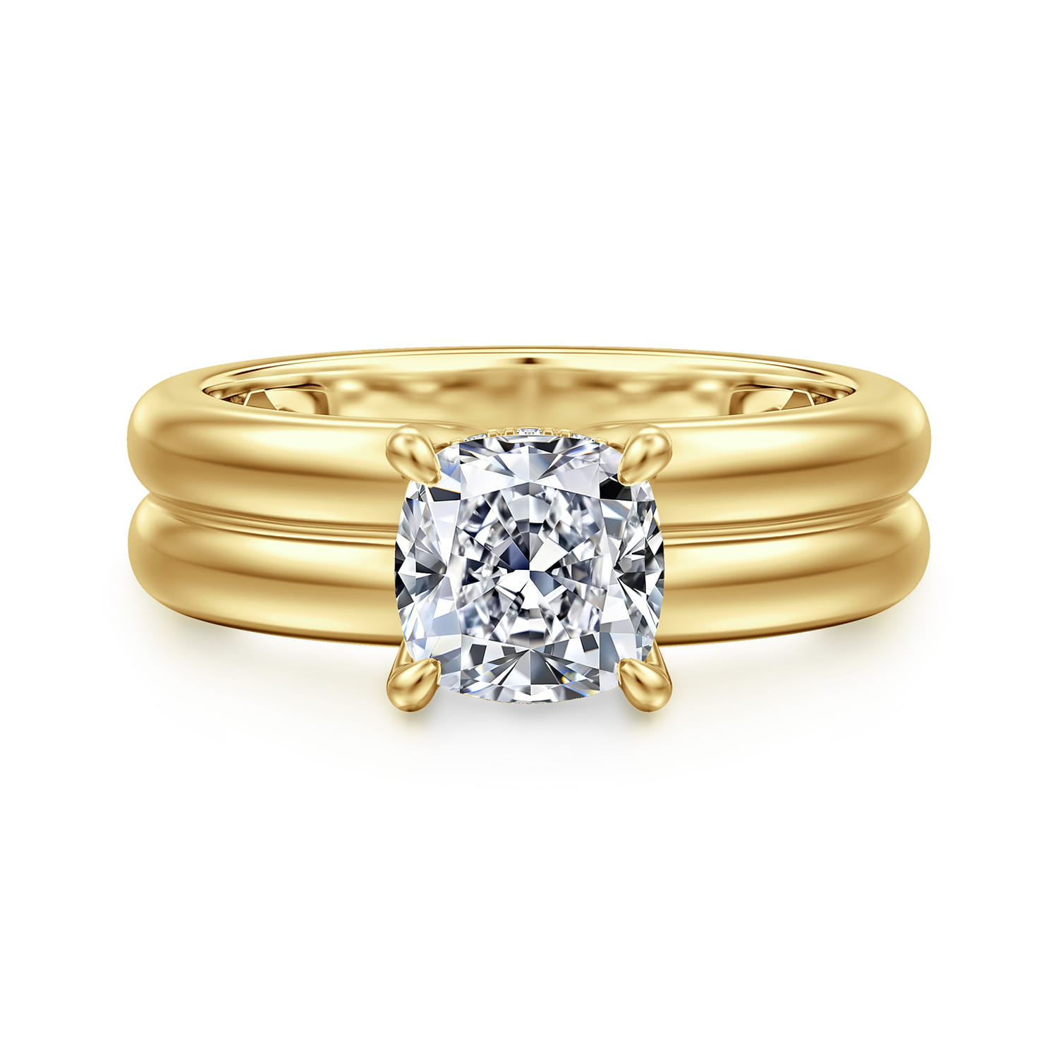 Robin - 14K Yellow Gold Cushion Cut Diamond Engagement Ring - 0.07 ct - Shot 1