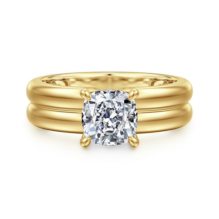 Robin - 14K Yellow Gold Cushion Cut Diamond Engagement Ring - 0.07 ct - Shot 1