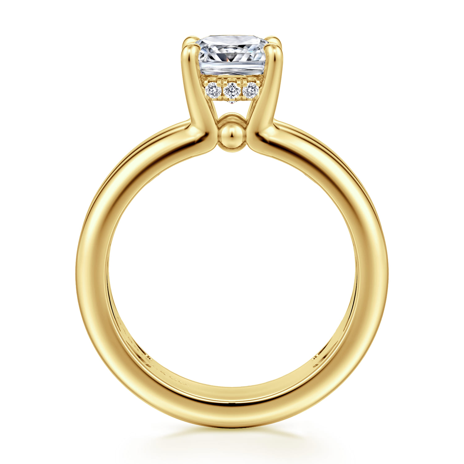 Robin - 14K Yellow Gold Cushion Cut Diamond Engagement Ring - 0.07 ct - Shot 2