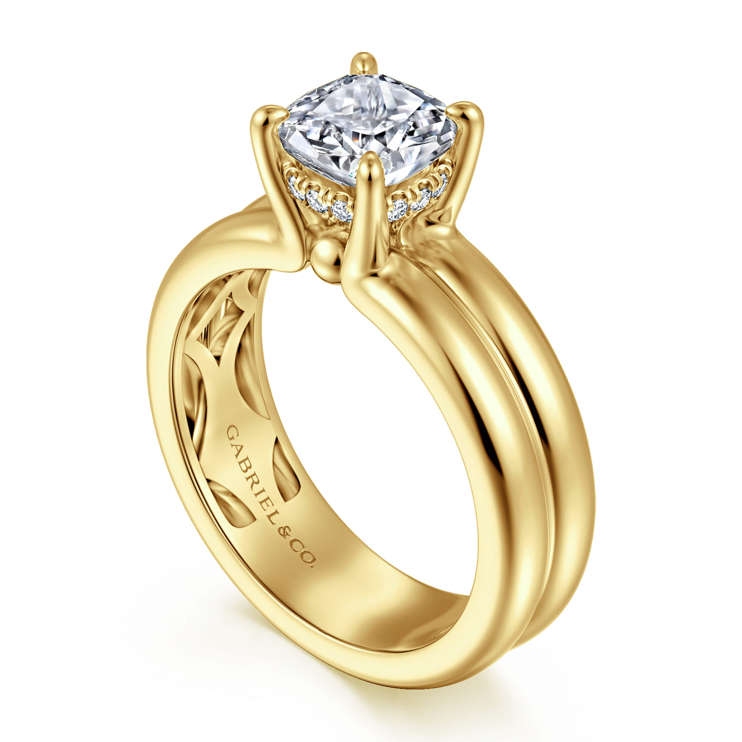 Robin - 14K Yellow Gold Cushion Cut Diamond Engagement Ring - 0.07 ct - Shot 3
