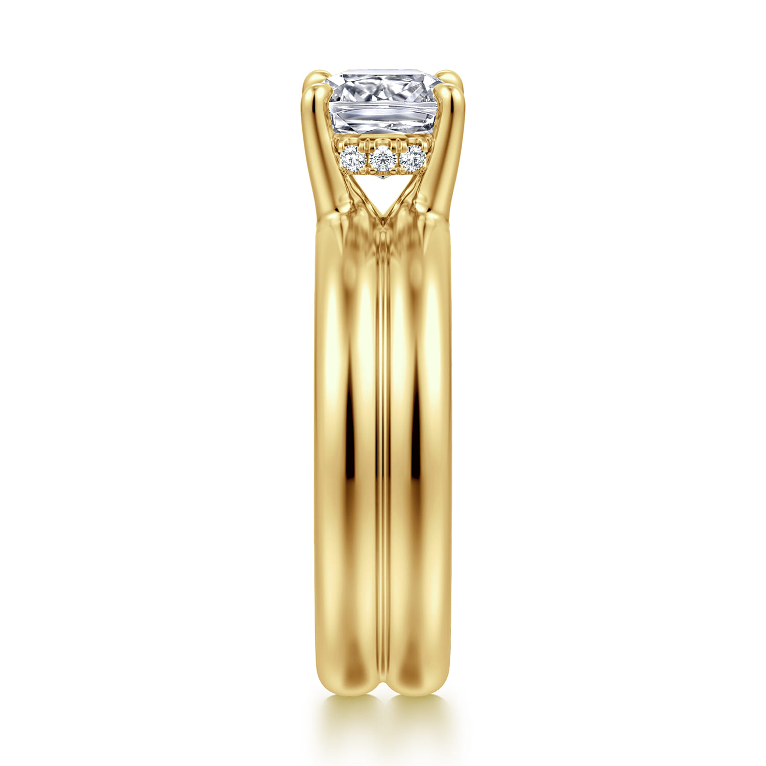 Robin - 14K Yellow Gold Cushion Cut Diamond Engagement Ring - 0.07 ct - Shot 4
