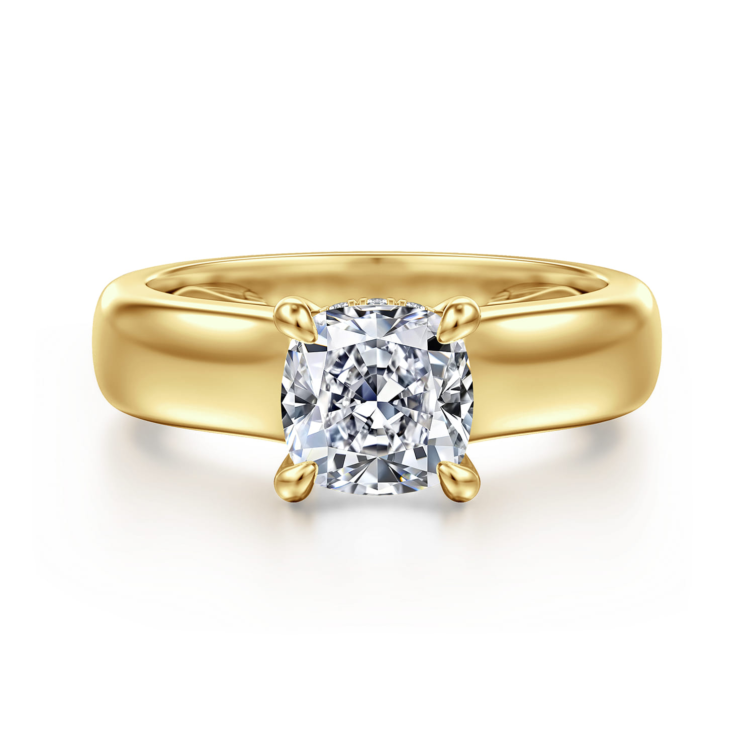 Reeve - 14K Yellow Gold Cushion Cut Diamond Engagement Ring - 0.07 ct - Shot 1