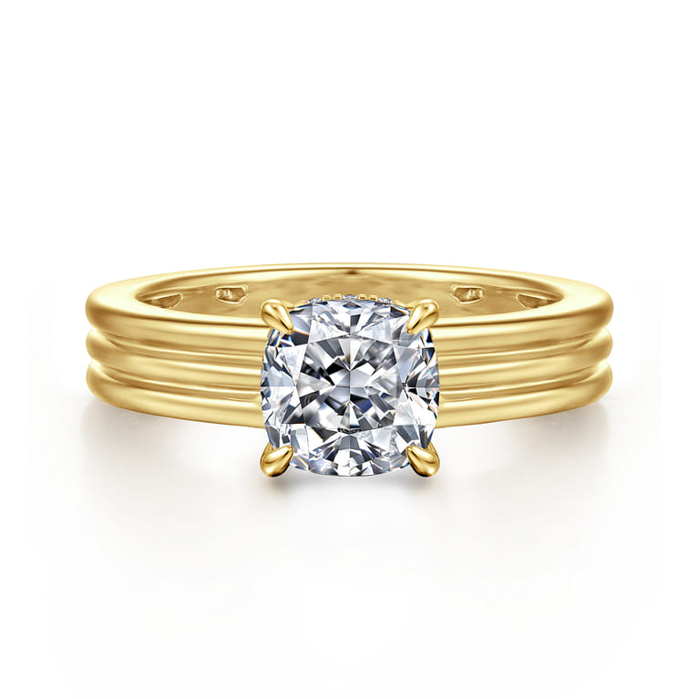 Sela - 14K Yellow Gold Cushion Cut Diamond Engagement Ring - 0.07 ct - Shot 1
