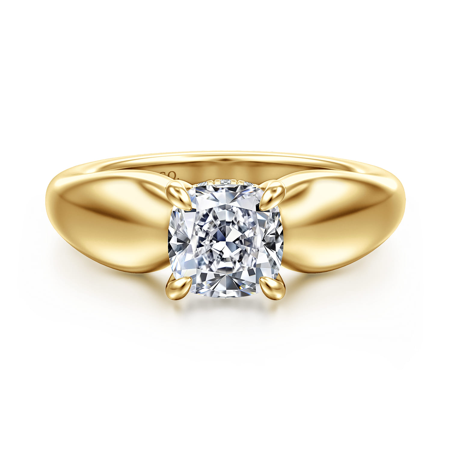 Raven - 14K Yellow Gold Cushion Cut Diamond Engagement Ring - 0.07 ct - Shot 1