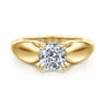 Raven - 14K Yellow Gold Cushion Cut Diamond Engagement Ring - 0.07 ct