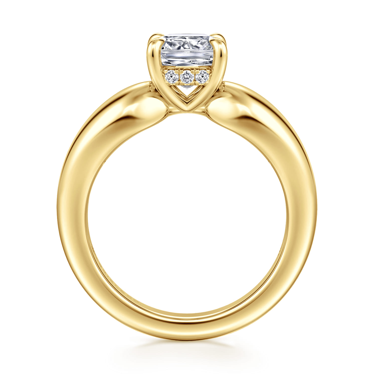 Raven - 14K Yellow Gold Cushion Cut Diamond Engagement Ring - 0.07 ct - Shot 2