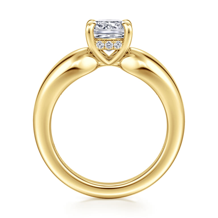 Raven - 14K Yellow Gold Cushion Cut Diamond Engagement Ring - 0.07 ct - Shot 2