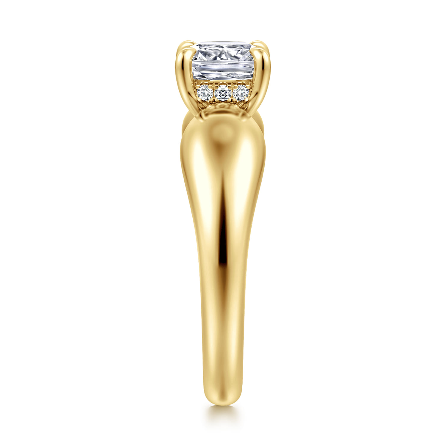 Raven - 14K Yellow Gold Cushion Cut Diamond Engagement Ring - 0.07 ct - Shot 4