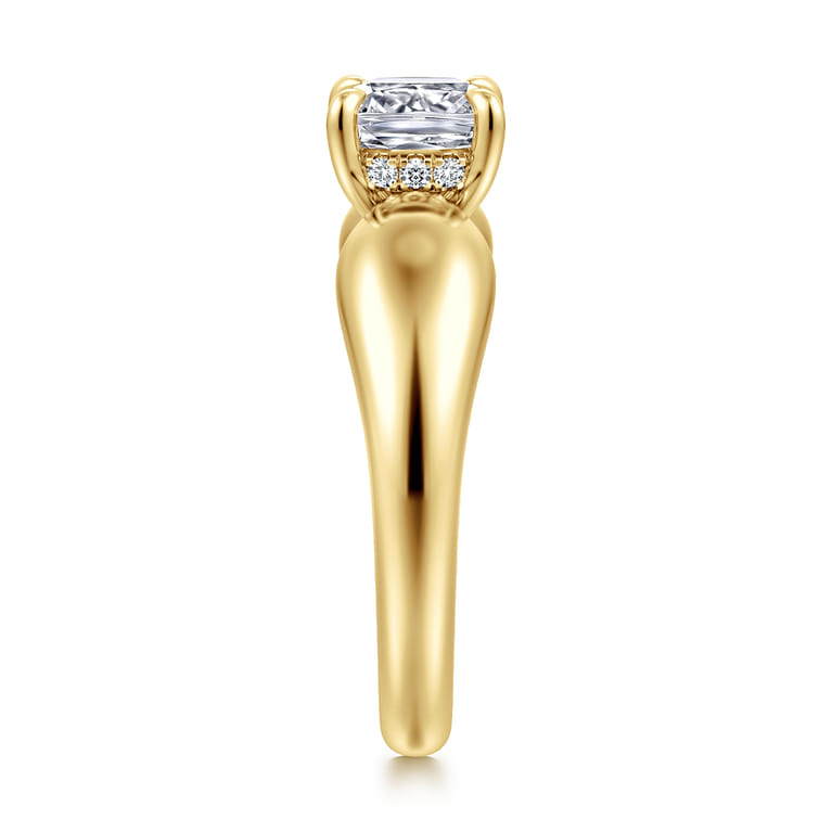 Raven - 14K Yellow Gold Cushion Cut Diamond Engagement Ring - 0.07 ct - Shot 4