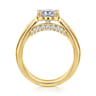 Elza - 14K Yellow Gold Wide Band Elongated Cushion Bezel Prong Diamond Engagement Ring - 0.14 ct