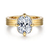 Cassandra - 14K Yellow Gold Compass Prong Elongate Cushion Diamond Engagement Ring - 0.09 ct