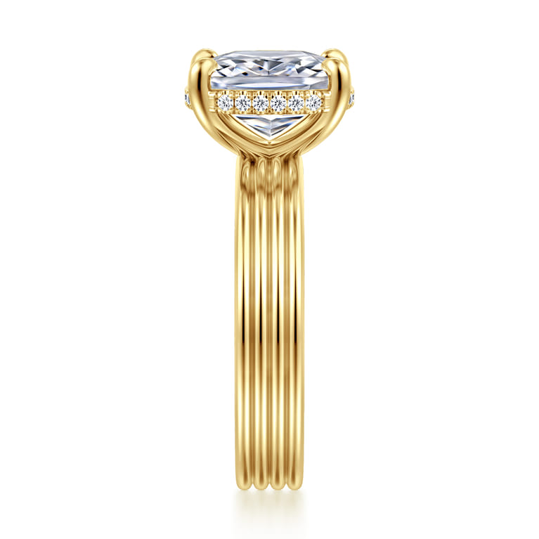 Cassandra - 14K Yellow Gold Elongate Cushion Diamond Engagement Ring - 0.08 ct - Shot 4
