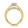 Elza - 14K Yellow Gold Bezel Prong Wide Band Emerald Diamond Engagement Ring - 0.14 ct