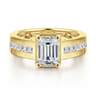 Dennise - 14K Yellow Gold Wide Band Emerald Cut Diamond Engagement Ring - 0.5 ct