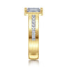 Dennise - 14K Yellow Gold Wide Band Emerald Cut Diamond Engagement Ring - 0.5 ct
