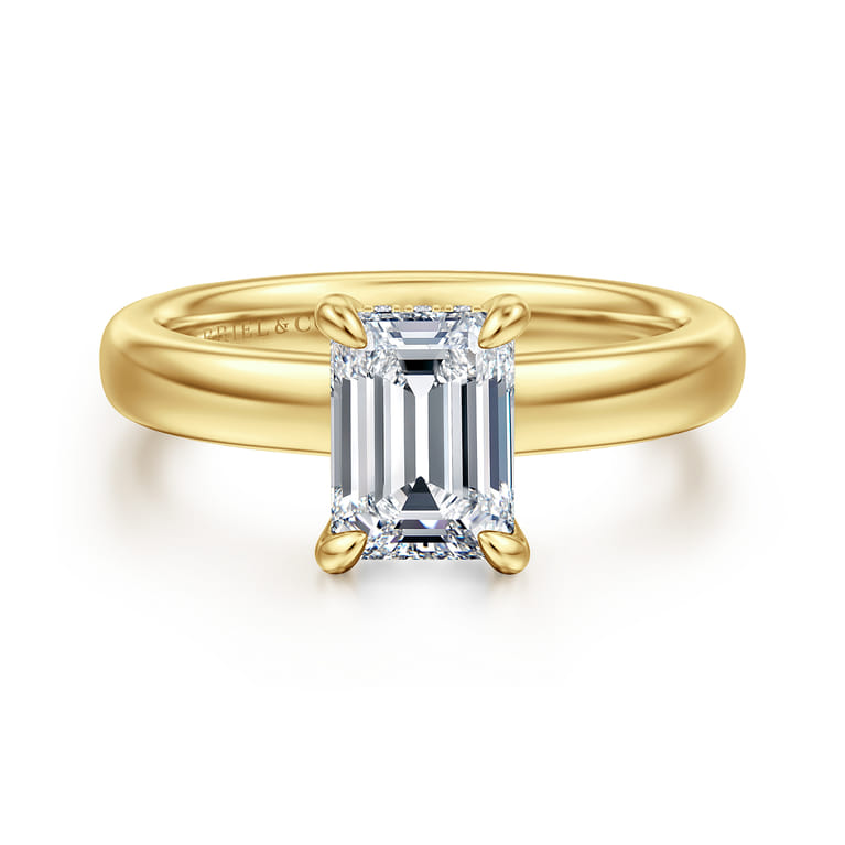 Neema - 14K Yellow Gold Emerald Cut Diamond Engagement Ring - 0.07 ct - Shot 1
