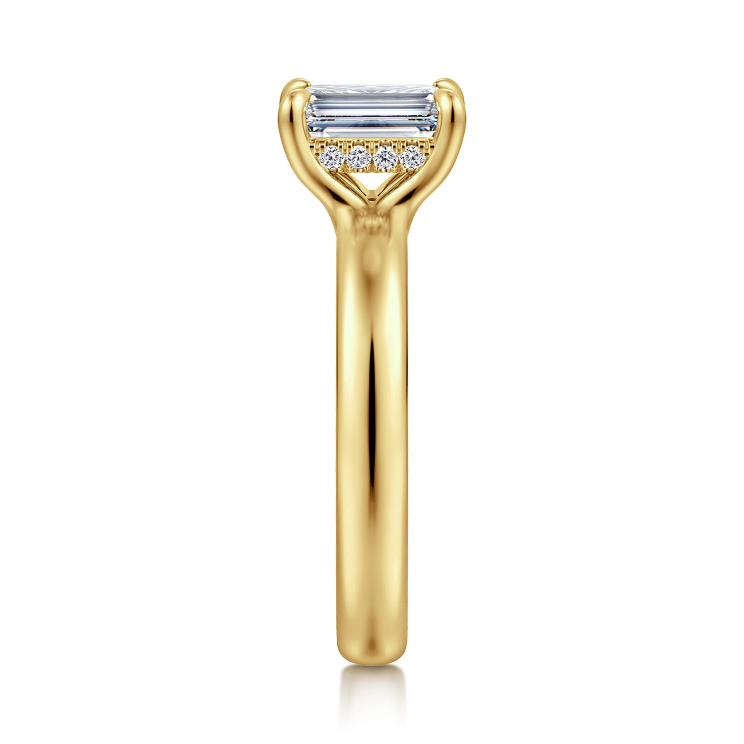 Neema - 14K Yellow Gold Emerald Cut Diamond Engagement Ring - 0.07 ct - Shot 4