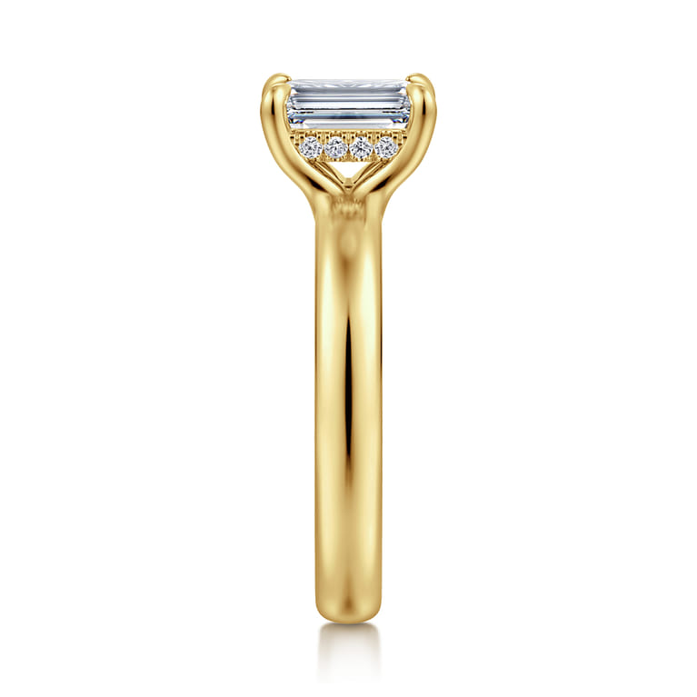 Neema - 14K Yellow Gold Emerald Cut Diamond Engagement Ring - 0.07 ct - Shot 4