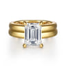 Robin - 14K Yellow Gold Emerald Cut Diamond Engagement Ring - 0.1 ct