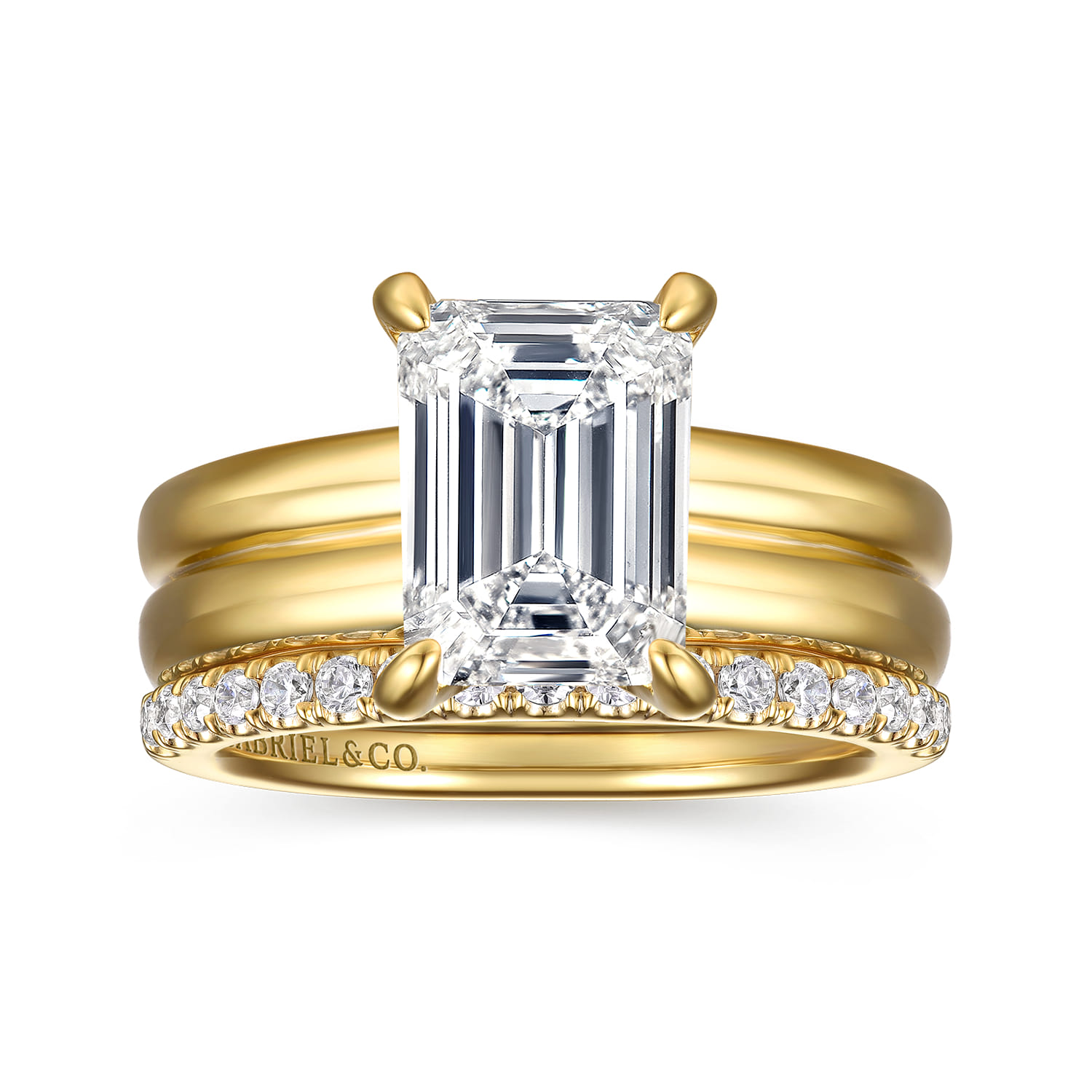 Robin - 14K Yellow Gold Emerald Cut Diamond Engagement Ring - 0.1 ct - Shot 4