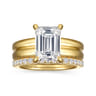Robin - 14K Yellow Gold Emerald Cut Diamond Engagement Ring - 0.1 ct