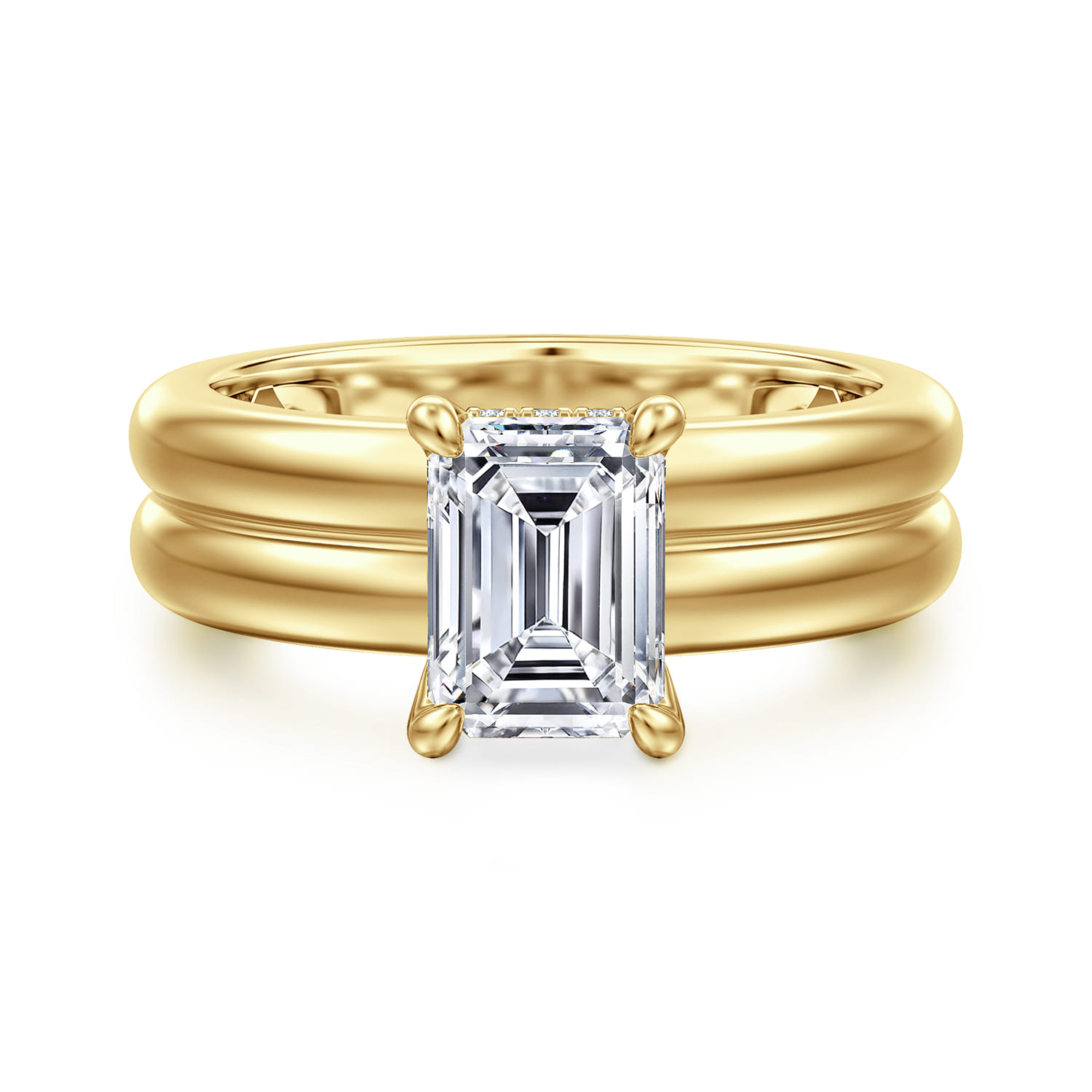 Robin - 14K Yellow Gold Emerald Cut Diamond Engagement Ring - 0.08 ct - Shot 1