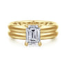 Robin - 14K Yellow Gold Emerald Cut Diamond Engagement Ring - 0.08 ct