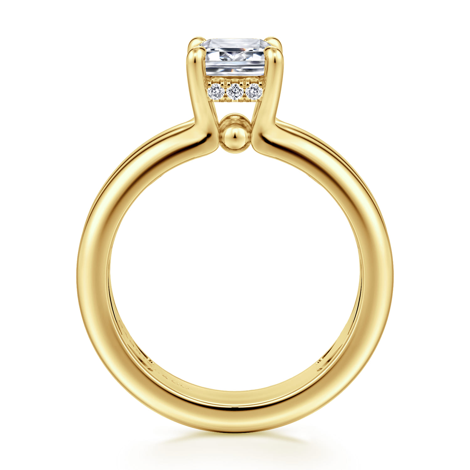 Robin - 14K Yellow Gold Emerald Cut Diamond Engagement Ring - 0.08 ct - Shot 2