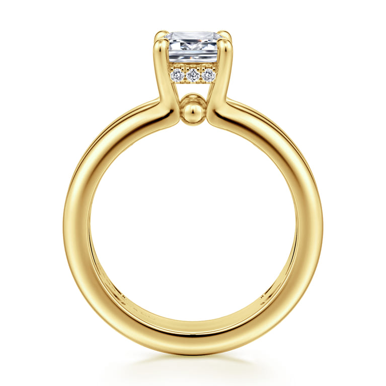 Robin - 14K Yellow Gold Emerald Cut Diamond Engagement Ring - 0.08 ct - Shot 2