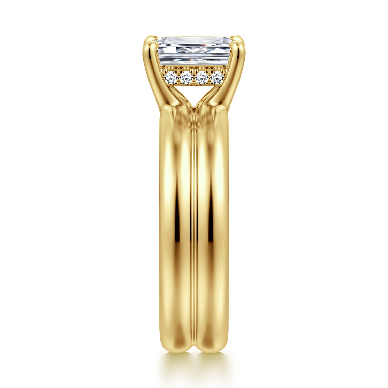 Robin - 14K Yellow Gold Emerald Cut Diamond Engagement Ring - 0.08 ct - Shot 4
