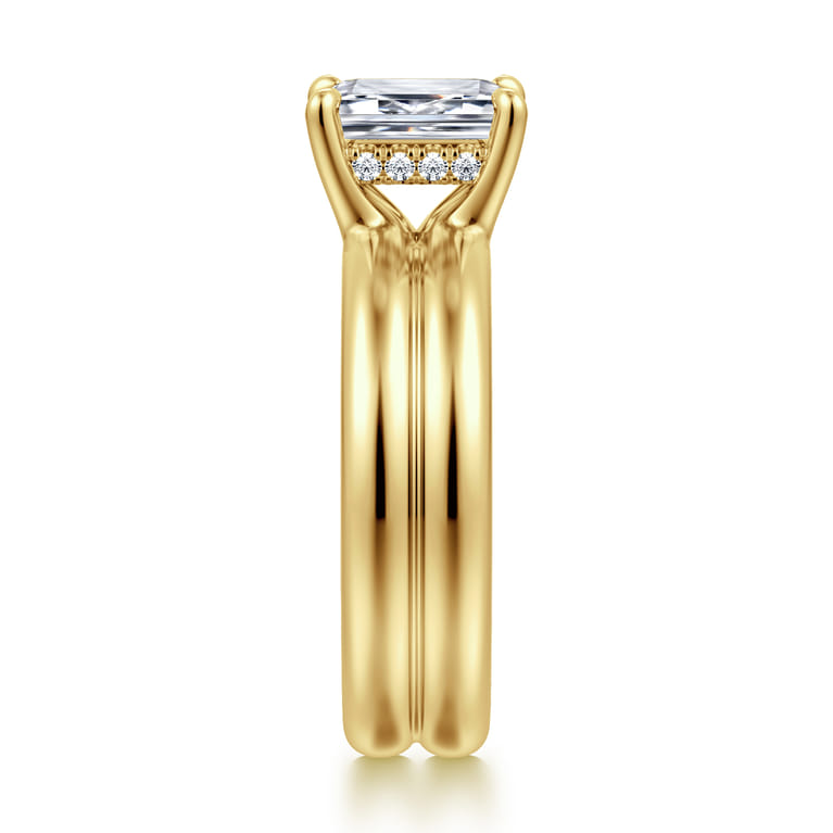 Robin - 14K Yellow Gold Emerald Cut Diamond Engagement Ring - 0.08 ct - Shot 4