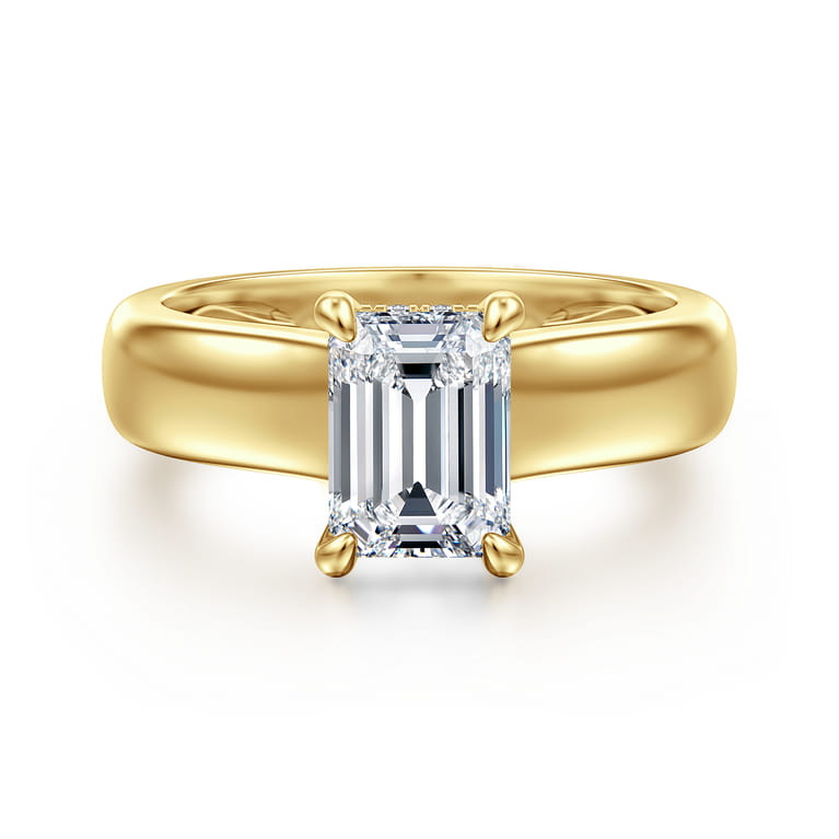 Reeve - 14K Yellow Gold Emerald Cut Diamond Engagement Ring - 0.06 ct - Shot 1