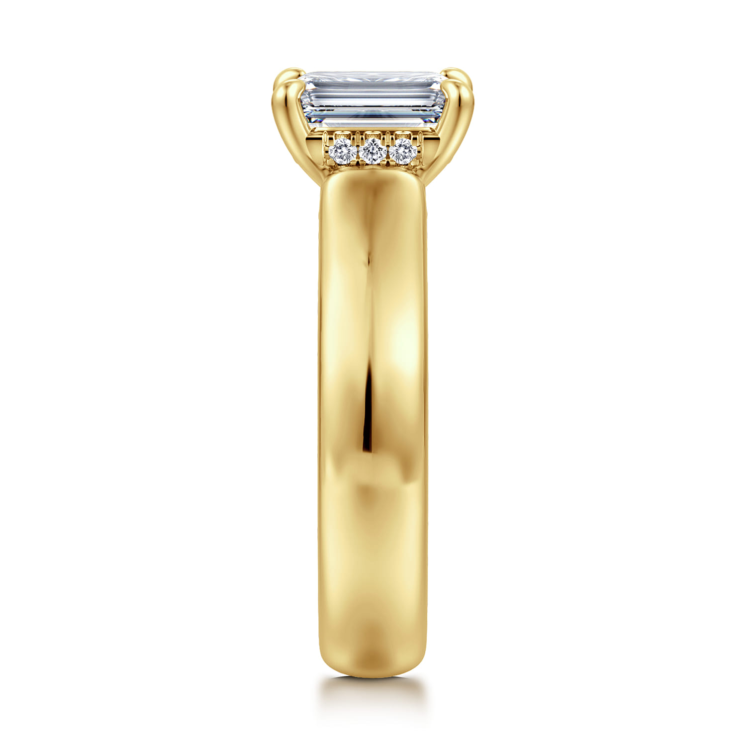 Reeve - 14K Yellow Gold Emerald Cut Diamond Engagement Ring - 0.06 ct - Shot 4