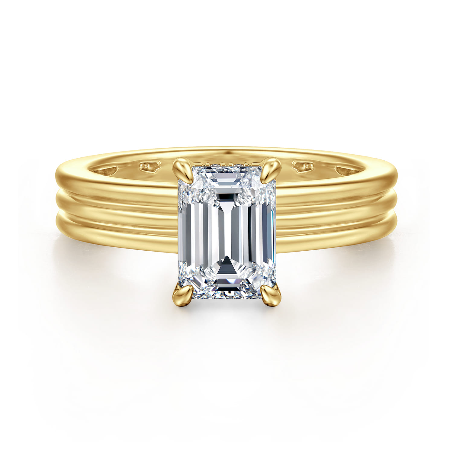 Sela - 14K Yellow Gold Emerald Cut Diamond Engagement Ring - 0.07 ct - Shot 1