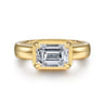 Uva - 14K Yellow Gold Emerald Cut Diamond Engagement Ring - 0.35 ct