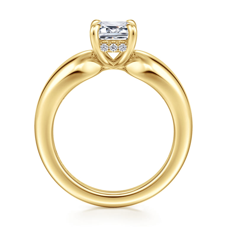 Raven - 14K Yellow Gold Emerald Cut Diamond Engagement Ring - 0.08 ct - Shot 2