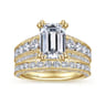 Rebecca - Vintage Inspired 14K Yellow Gold Wide Band Emerald Cut Diamond Channel Set Engagement Ring - 1.28 ct