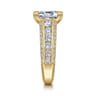 Rebecca - Vintage Inspired 14K Yellow Gold Wide Band Emerald Cut Diamond Channel Set Engagement Ring - 1.28 ct