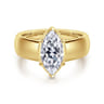 Elza - 14K Yellow Gold Bezel Prong Wide Band Marquise Diamond Engagement Ring - 0.14 ct