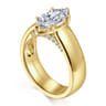 Elza - 14K Yellow Gold Bezel Prong Wide Band Marquise Diamond Engagement Ring - 0.14 ct