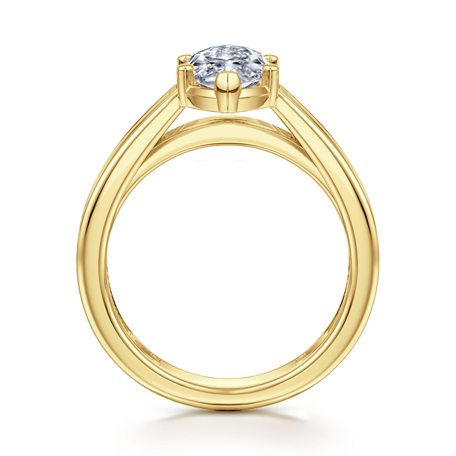 Dennise - 14K Yellow Gold Wide Band Marquise Shape Diamond Engagement Ring - 0.5 ct - Shot 2