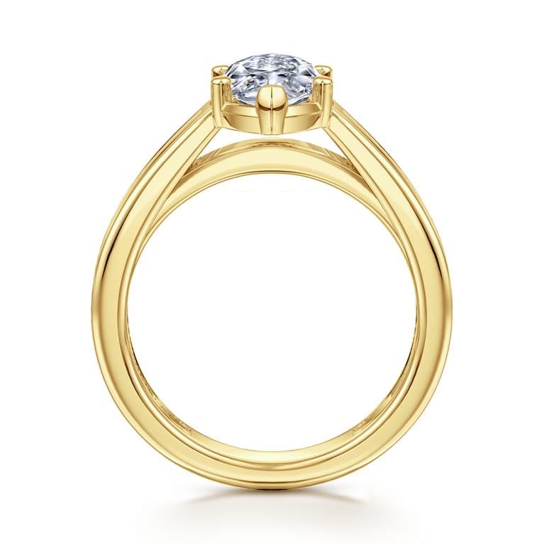 Dennise - 14K Yellow Gold Wide Band Marquise Shape Diamond Engagement Ring - 0.5 ct - Shot 2
