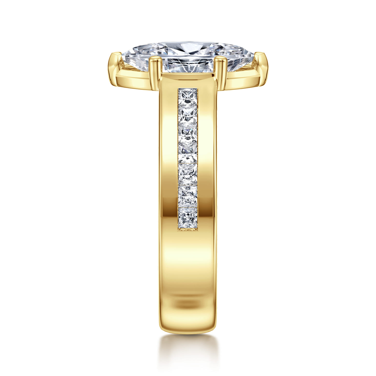 Dennise - 14K Yellow Gold Wide Band Marquise Shape Diamond Engagement Ring - 0.5 ct - Shot 4