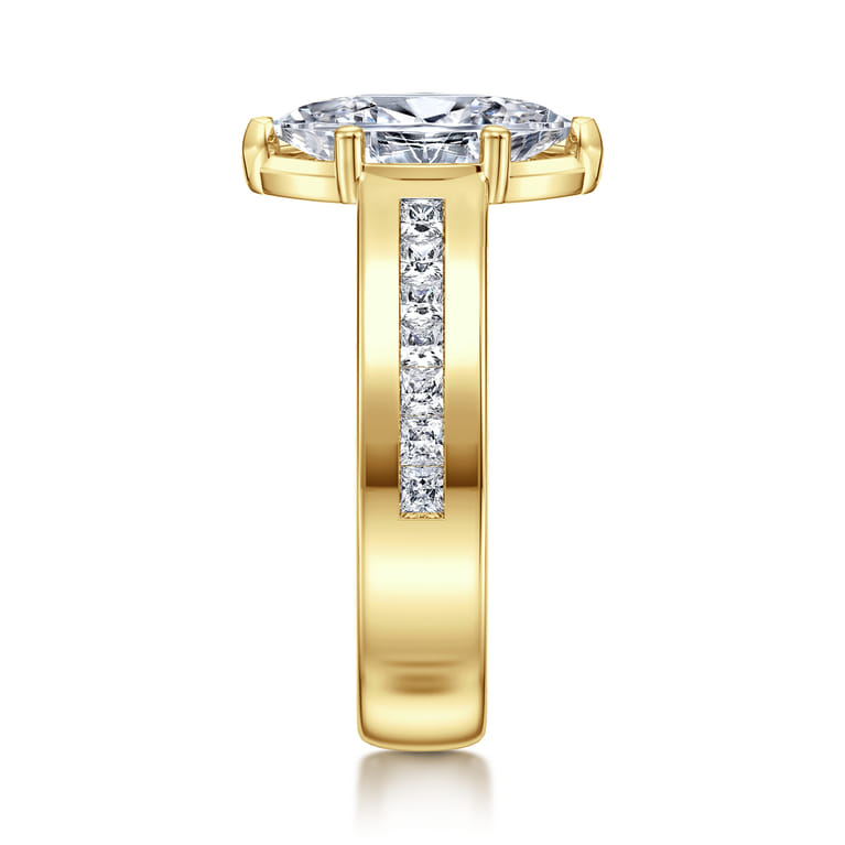 Dennise - 14K Yellow Gold Wide Band Marquise Shape Diamond Engagement Ring - 0.5 ct - Shot 4