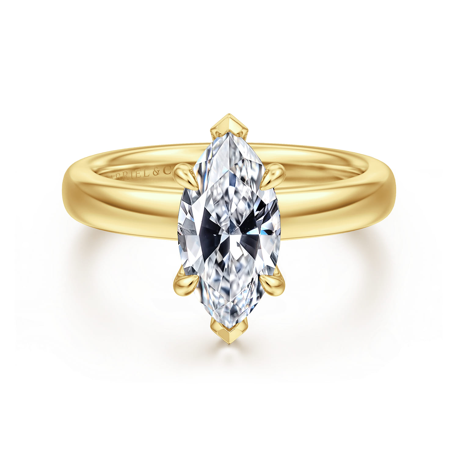 Neema - 14K Yellow Gold Marquise Shape Diamond Engagement Ring - 0.05 ct - Shot 1