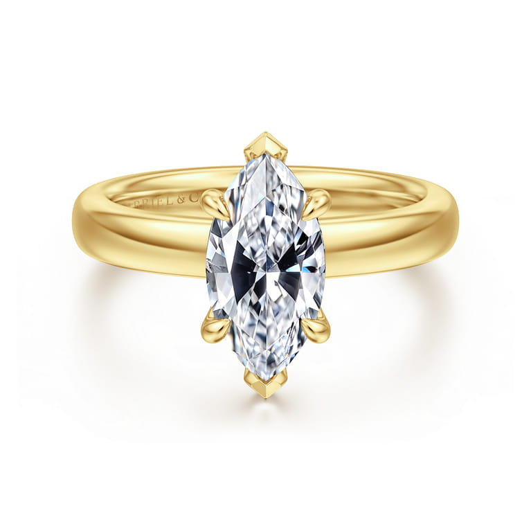 Neema - 14K Yellow Gold Marquise Shape Diamond Engagement Ring - 0.05 ct - Shot 1