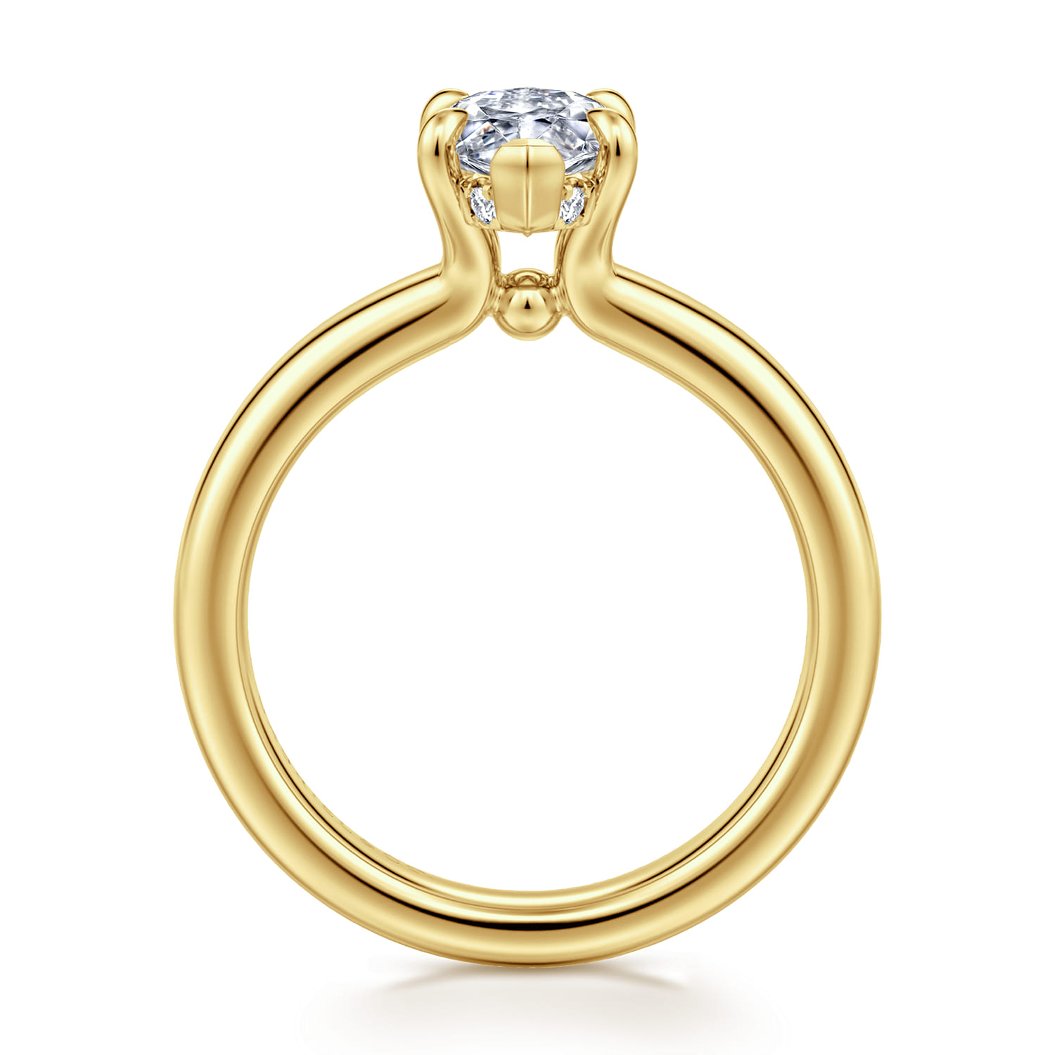 Neema - 14K Yellow Gold Marquise Shape Diamond Engagement Ring - 0.05 ct - Shot 2