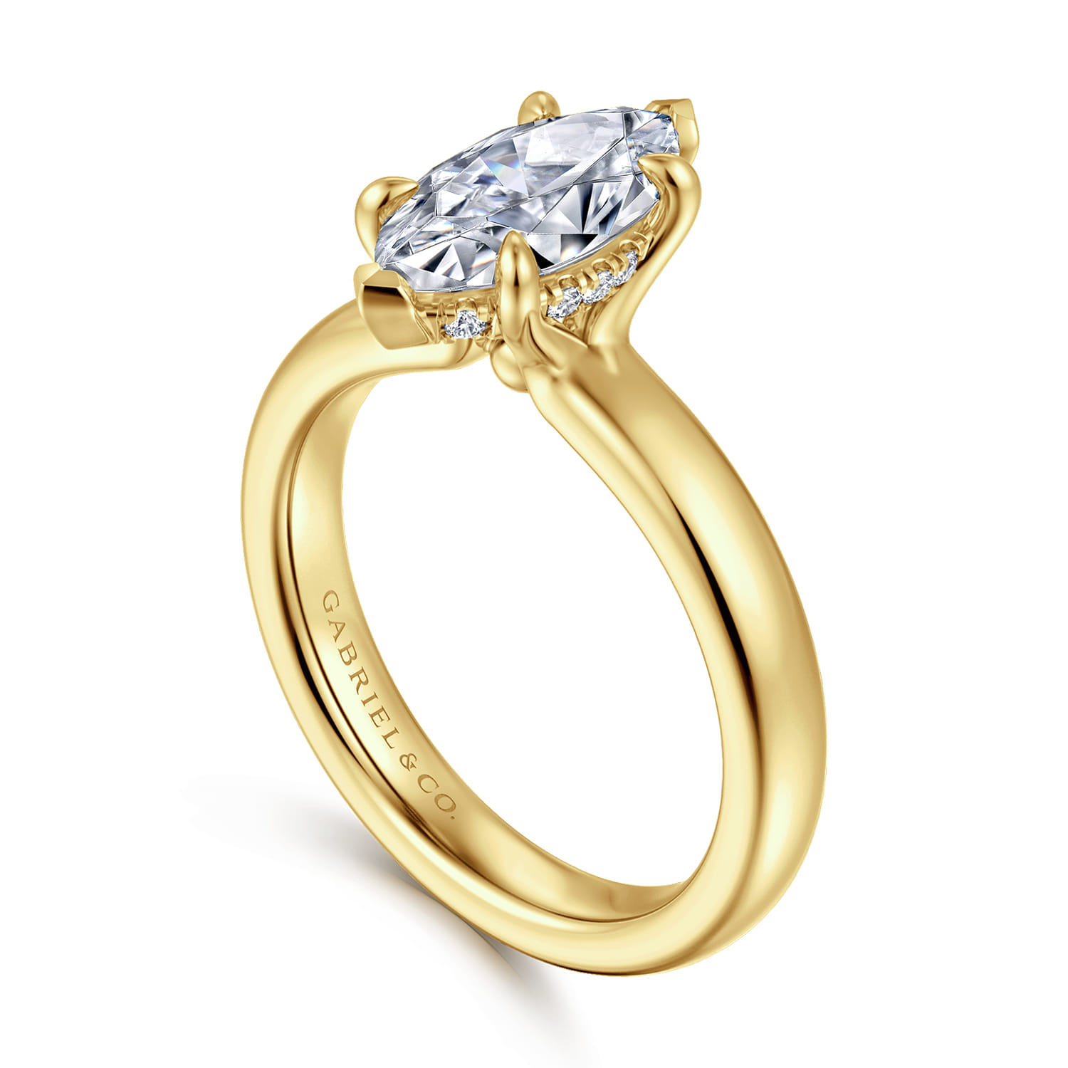 Neema - 14K Yellow Gold Marquise Shape Diamond Engagement Ring - 0.05 ct - Shot 3