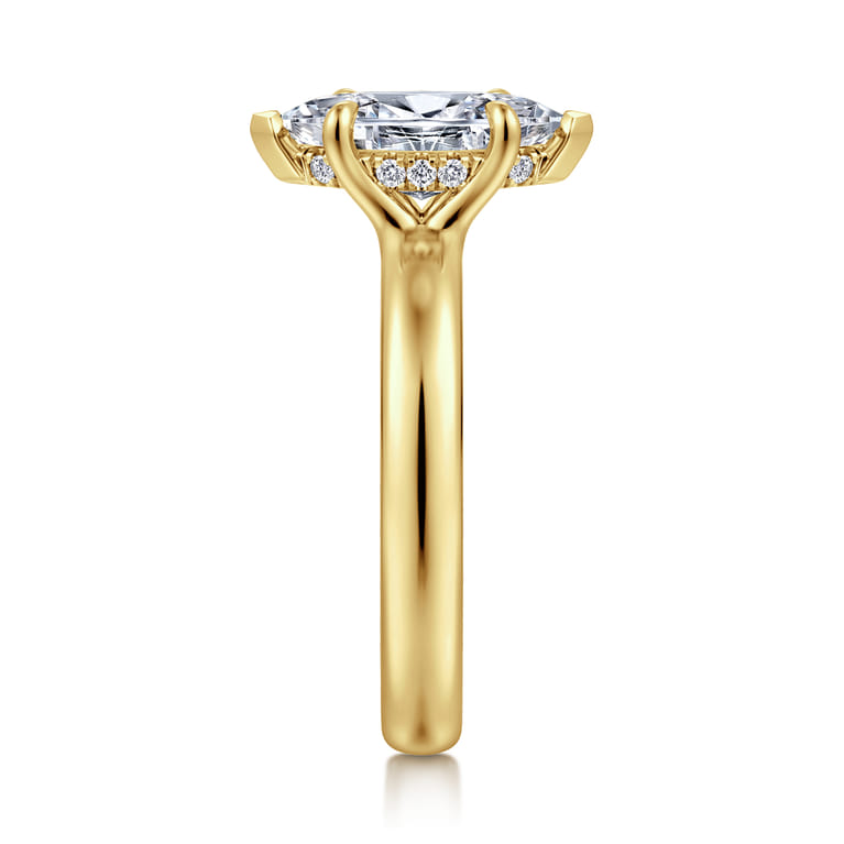 Neema - 14K Yellow Gold Marquise Shape Diamond Engagement Ring - 0.05 ct - Shot 4
