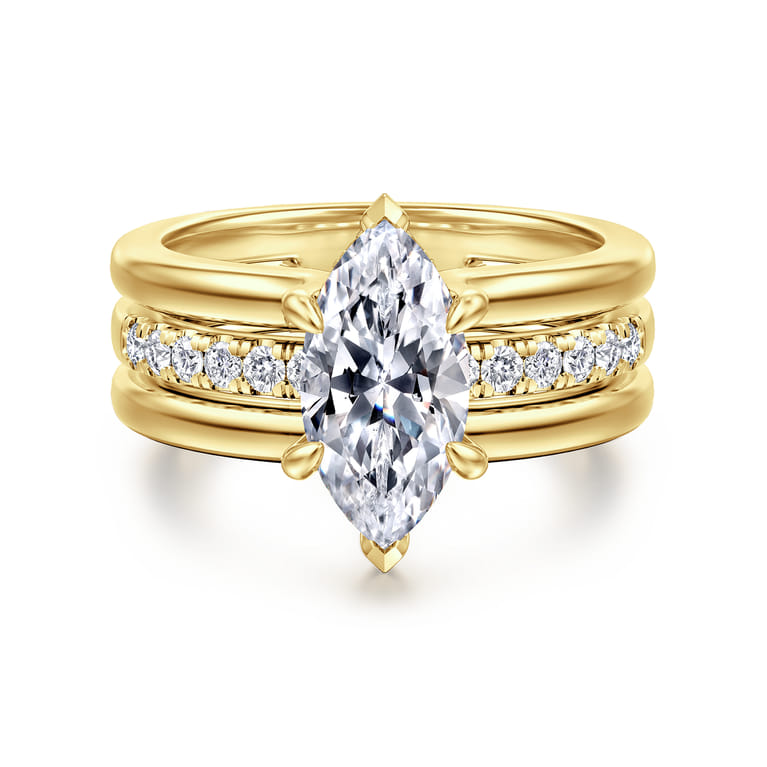 Reeba - 14K Yellow Gold Marquise Shape Diamond Engagement Ring - 0.3 ct - Shot 1